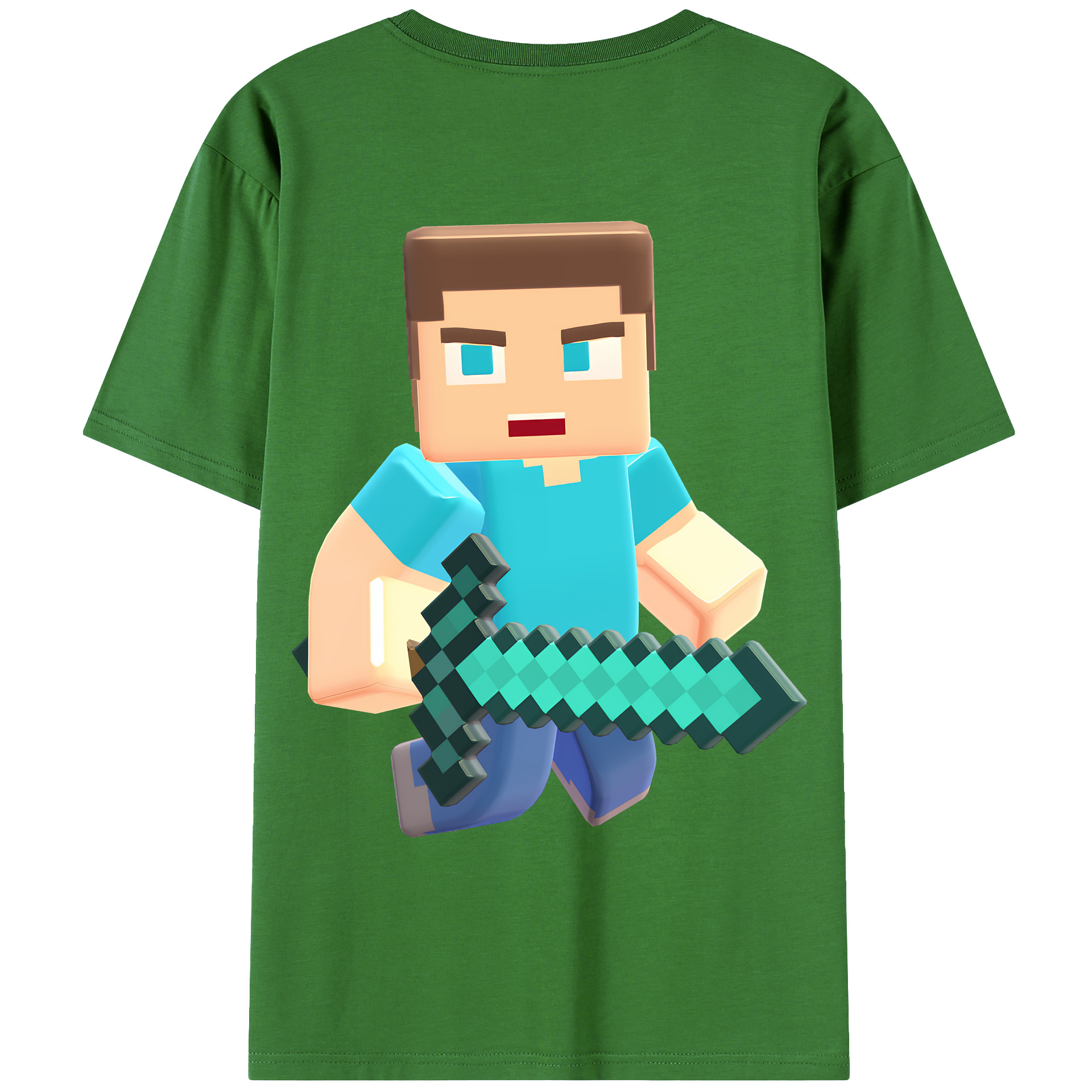 （画像用） マインクラフト ブロックの世界 Minecraft MC Block world レディース半袖Tシャツ(バックプリント)